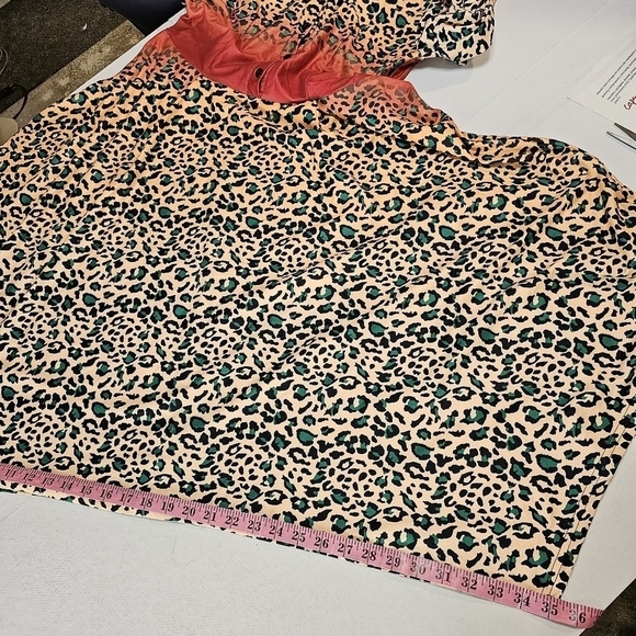 Reborn size Large mid length flowy leapord print, button front dress - Picture 9 of 14